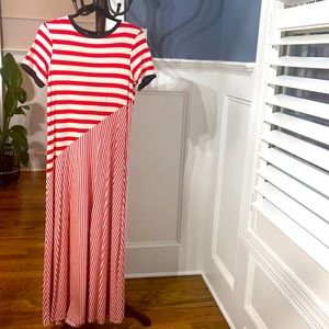 Who What Wear Red Strip Maxi Dress